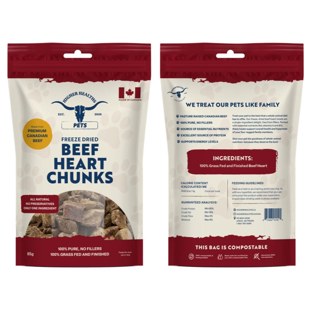 Pet Line, Beef Heart Chunks, Higher Healths Canada