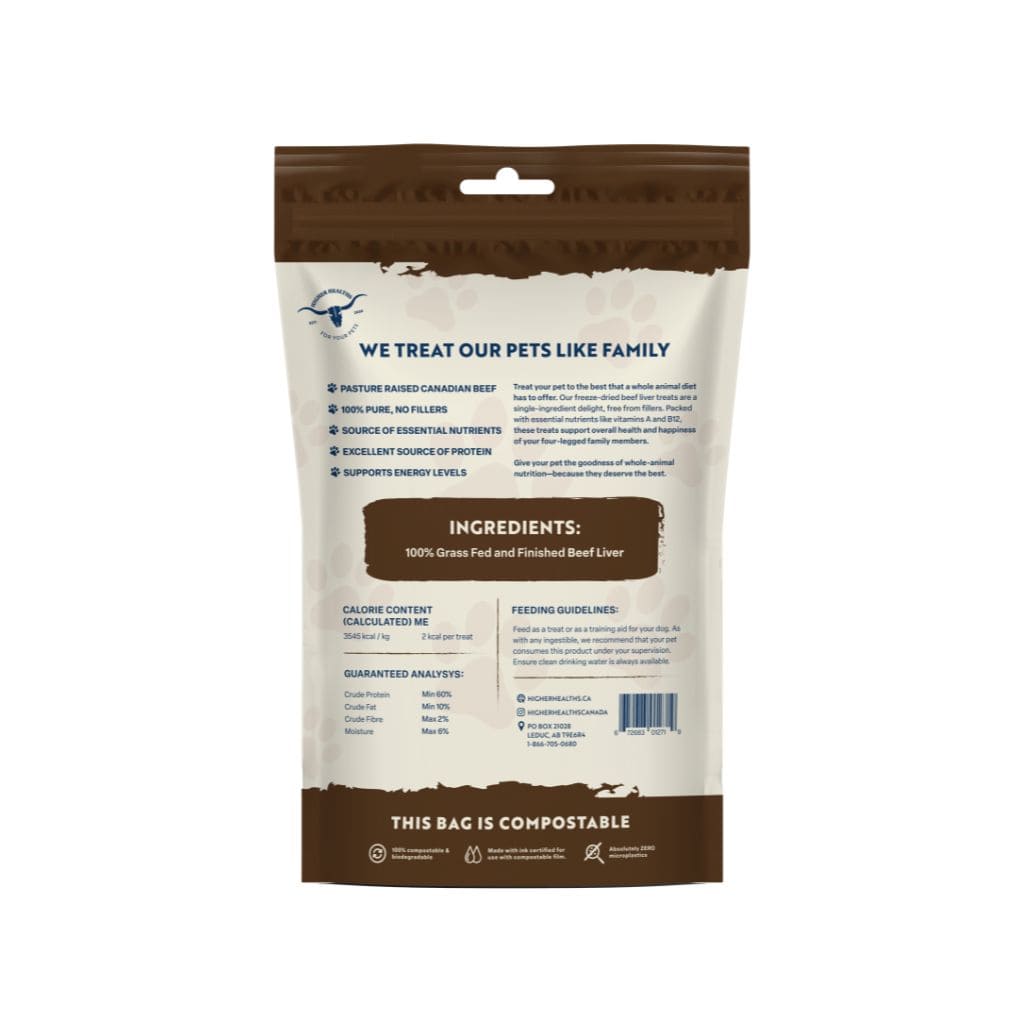Pet Line, Beef Liver Chunks (Back  View), Higher Healths Canada